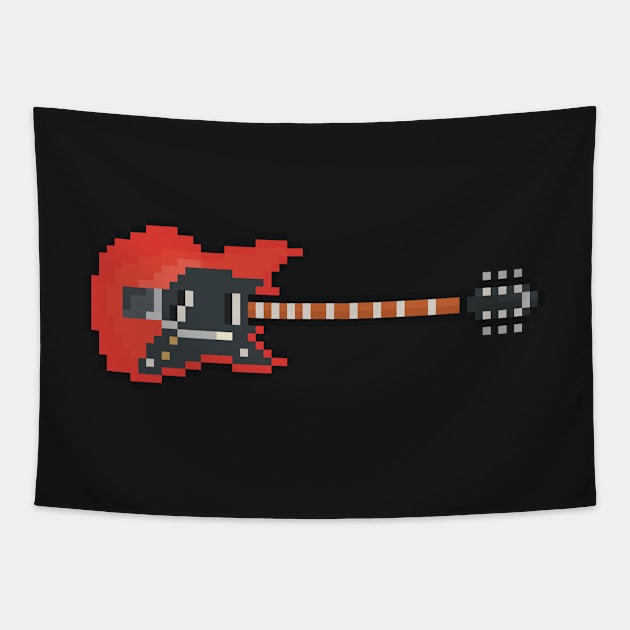 Pixel Red Hot Smashing Guitar Tapestry by gkillerb