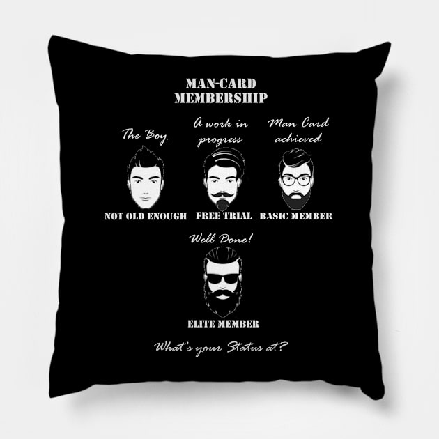 Man-Card Membership Status, Proof of Manhood Pillow by TeodoraSWorkshop