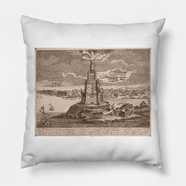 Lighthouse of Alexandria, artwork (C022/5594) Pillow by SciencePhoto