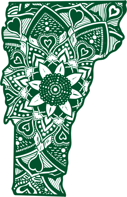 Green Vermont State Gift Mandala Yoga VT Art Kids T-Shirt by Get Hopped Apparel