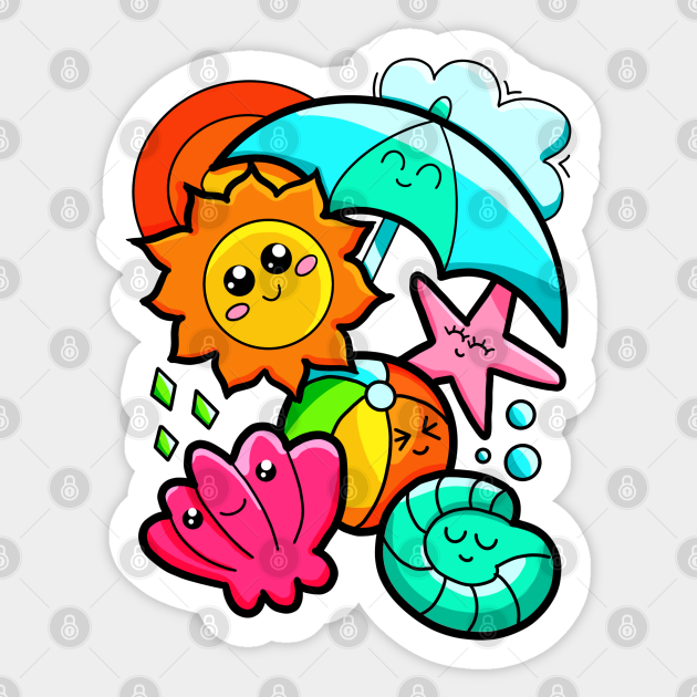 Summer Vibes Doodle Art - Summer Vibe - Sticker | TeePublic