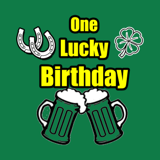 One Lucky Irish Green Beer Drinking Birthday Party yellow green T-Shirt