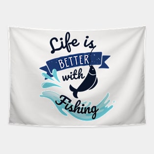 Life is better with fishing- retro Tapestry