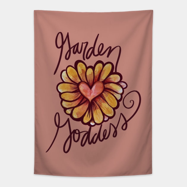 Garden Goddess Flower Heart Tapestry by bubbsnugg