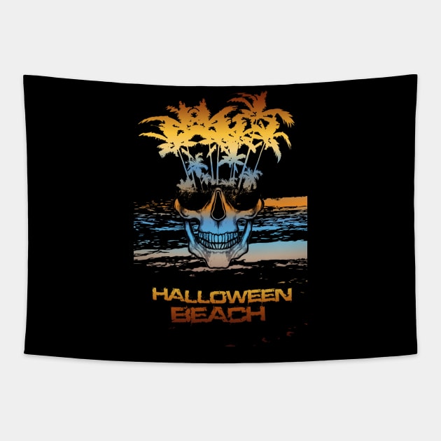 Halloween Beach Tapestry by Dojaja