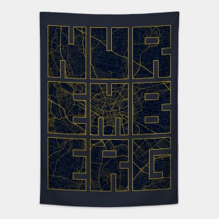 Nuremberg, Germany City Map Typography - Gold Art Deco Tapestry