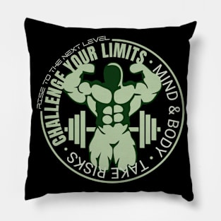 Challenge Your Limits Next Level Inspirational Quote Phrase Text Pillow