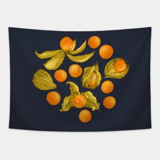 Physalis - Golden berries on light yellow Tapestry