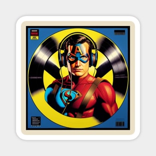 Unleash the Power: Superhero Soundscape Vinyl Record Artwork IV Magnet