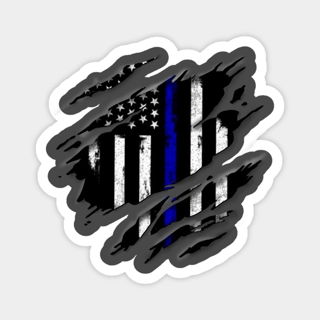 Thin Blue Line Rip Magnet by Digitanim8tor