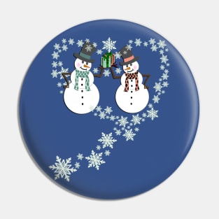 Cute Snowman Couple Wintertime Pin