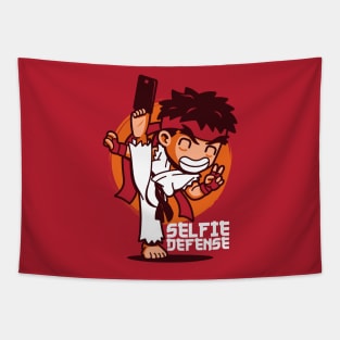 Selfie Defense Funny Cute Millennial Kawaii Gift For Martial Artists Tapestry