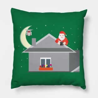 Santa Claus Sending a drone with a gift box Pillow