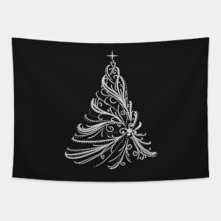 Elegant White Swirl Christmas Tree Tapestry