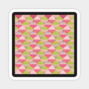 60s Retro vibes pattern, in pink and lime green Magnet