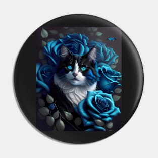 Cat with Roses - Modern digital art Pin