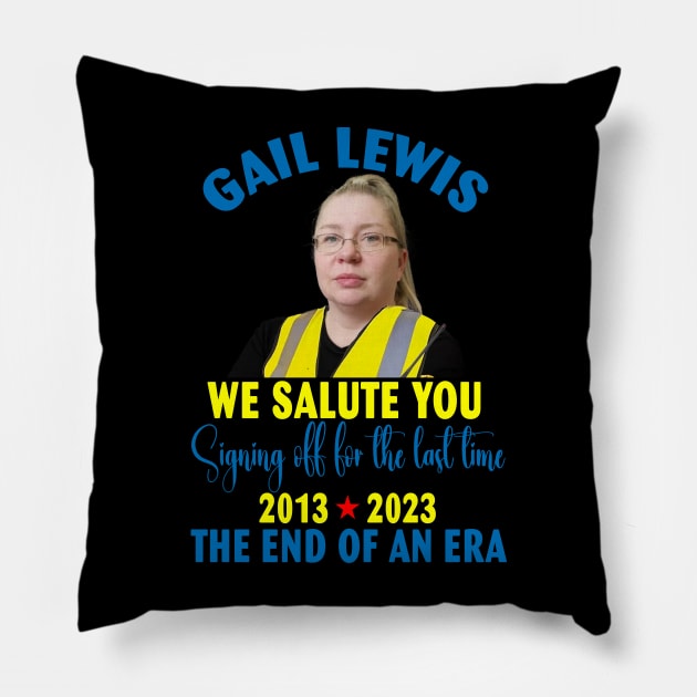 Gail Lewis We Salute You Signing off for the last time 2013 2023 Pillow by Spit in my face PODCAST