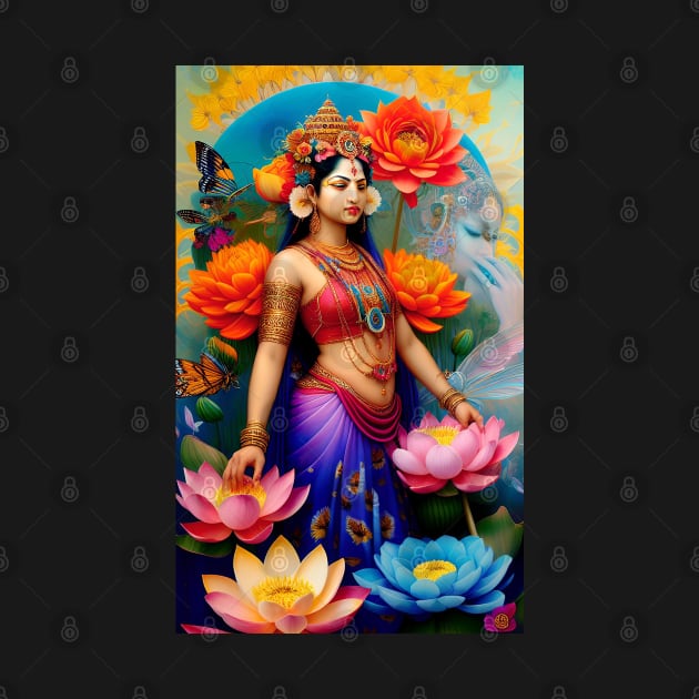 Lakshmi Goddess Lotus Blossom by mariasshop