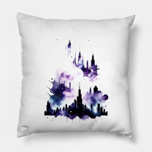 Abstract Watercolor Cosmic City Pillow