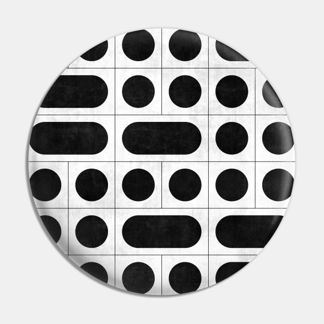 Mid-Century Modern Pattern No.13 - Black and White Concrete Pin by ZoltanRatko