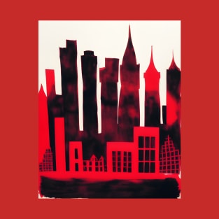 Black and Red Cityscape 2 T-Shirt