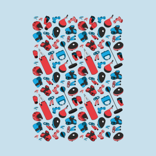 Martial Arts Pattern (blue and red) T-Shirt