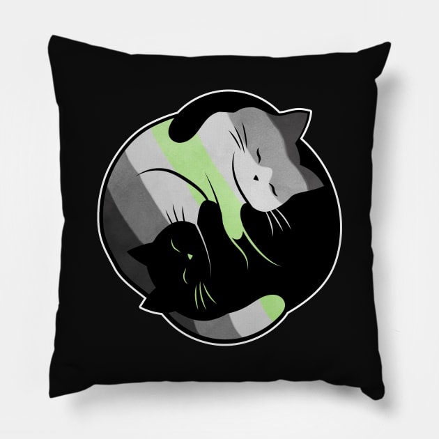 Agender Yin Yang Cat Pillow by Psitta