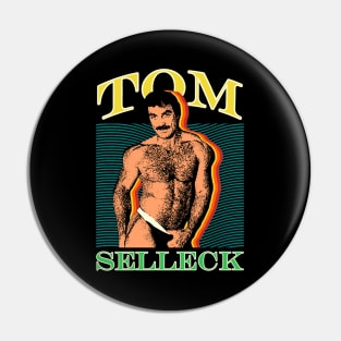 Tom Selleck 80s Retro Design Pin