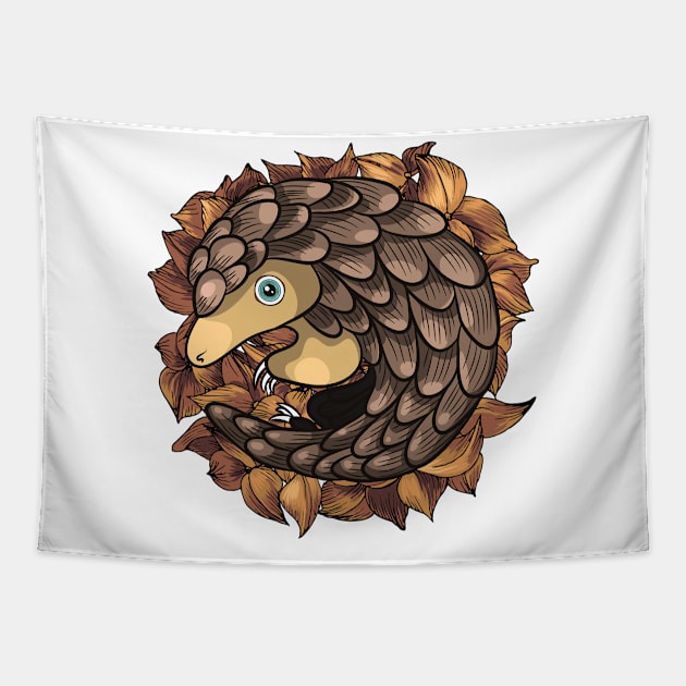 Pangolin In Leaves Art Tapestry by USProudness