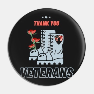 Thank you veterans combat boots poppy flower, Veterans Day Gifts Pin