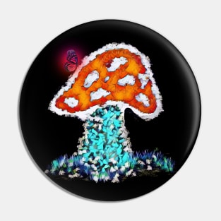 Mushroom and Butterfly Pin