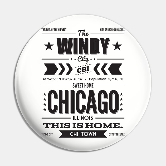 Chicago Typography Shirt Pin by BentonParkPrints