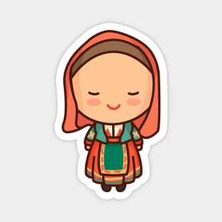 Cute Italian Sardinia Woman with Traditional Dress Magnet