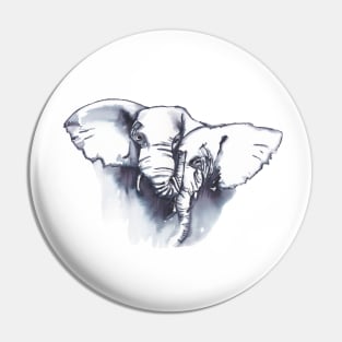 Elephant cuddles - ink painting Pin