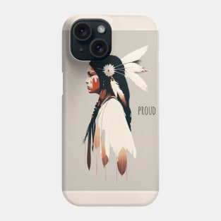 [AI Art] Proud Native American Woman With Headdress Phone Case