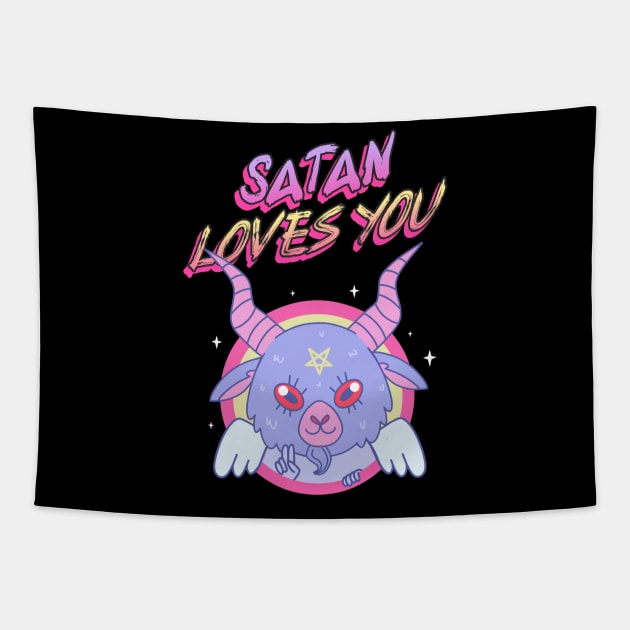 Satan Loves You Tapestry by Cat Vs Dog