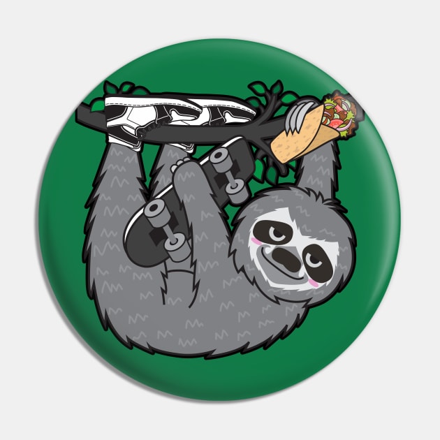 Skater Sloth Kebab Pin by Plushism