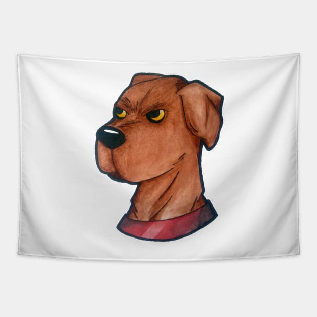 Brown Watercolor Puppy Tapestry by Tooniefied