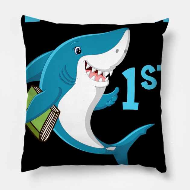 1st Grade Teacher Student Shirts Shark Back To School Gift Pillow by hardyhtud