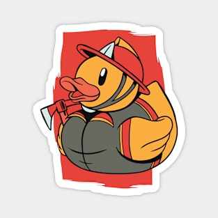 Cute Fire Fighter Rubber Ducky Magnet