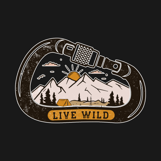 Live Wild // Vintage Mountain Landscape with Carabiner by SLAG_Creative