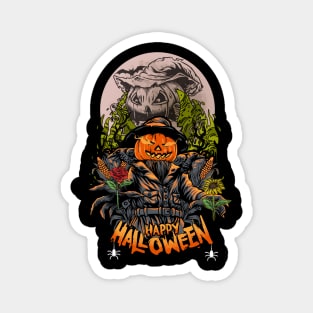 Happy Halloween Scarecrow Evil Funny Smiling Spooky Pumpkin Face Magnet