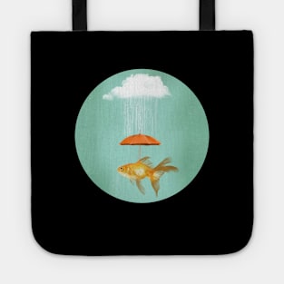 Under a Cloud - Cloud, Rain Umbrella Goldfish Tote