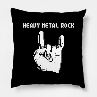 Heavy Metal Rock pixel art (white print) Pillow