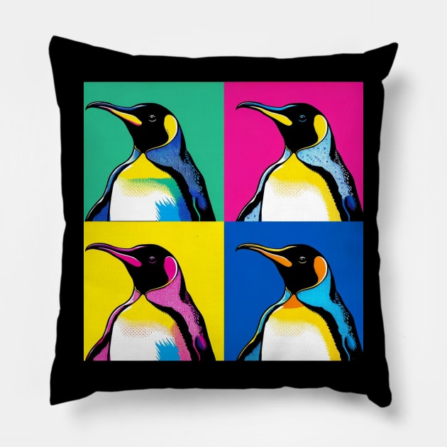 Emperor Penguin Pop Art Tee - Chic Antarctic Wildlife Pillow by PawPopArt