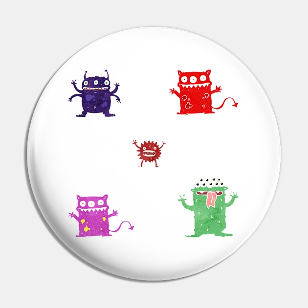Five Pack of Cute Monsters Pin by DesignIndex