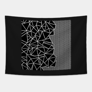 Abstract Outline Grid on Side Black Tapestry