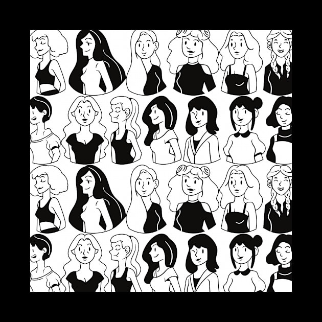 Women Girls Black and White Print by frantuli