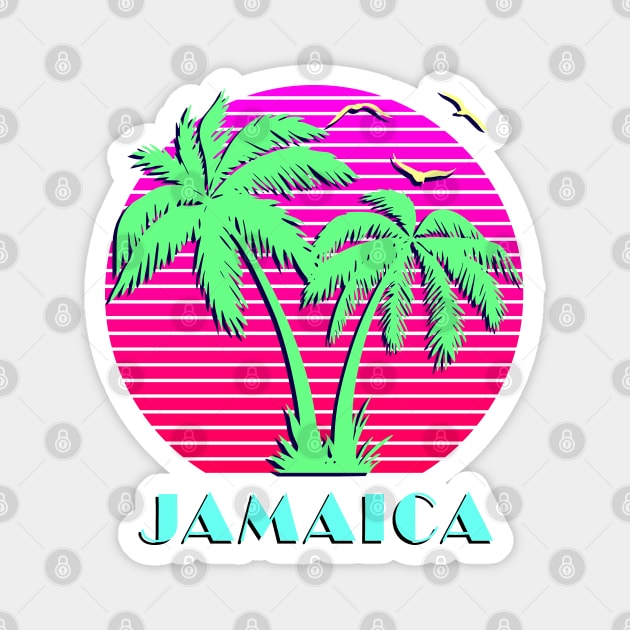 Jamaica Palm Trees Sunset Magnet by Nerd_art