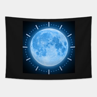 Blue Super Moon Glowing With Blue Halo Clock Tapestry